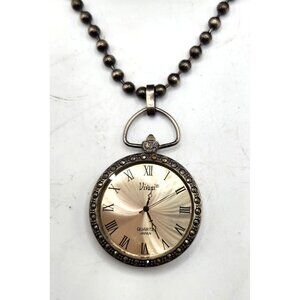 Vivani Silver Tone Rhinestones Ladies Pendant Quartz Watch